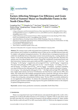 Factors Affecting Nitrogen Use Efficiency and Grain Yield Of