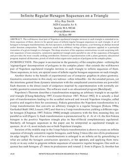 Infinite Regular Hexagon Sequences on a Triangle Alvy Ray Smith 3420 Cascadia Av S Seattle WA 98144 Alvyray@Home.Com 16-Nov-99 ABSTRACT