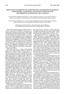 Following Infection by Metarhizium Anisopliae Var