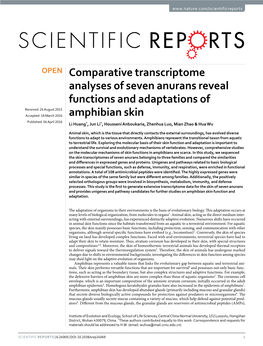 Comparative Transcriptome Analyses of Seven Anurans Reveal Functions