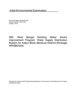 Water Supply Distribution System for Indpur Block (Bankura District) [Package WW/BK/02A]