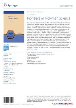 Pioneers in Polymer Science