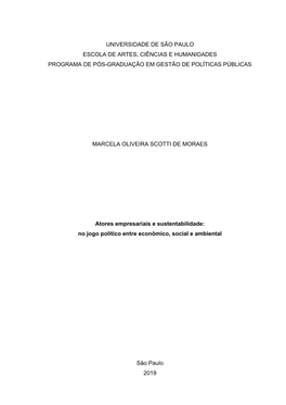 Universidade De São Paulo Escola De Artes, Ciências E Humanidades Programa De Pós-Graduação Em Gestão De Políticas Públicas