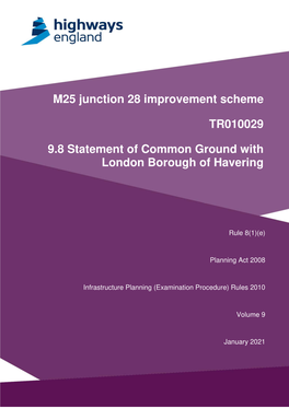 M25 Junction 28 Improvement Scheme TR010029 9.8 Statement of Common Ground with London Borough of Havering