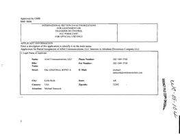 214 Authorizations Forassignment Or Transfer of Control Fcc Form214tc for Official Use Only