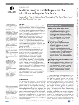 Multiomics Analysis Reveals the Presence of a Microbiome in the Gut of Fetal Lambs