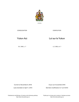 Yukon Act Loi Sur Le Yukon