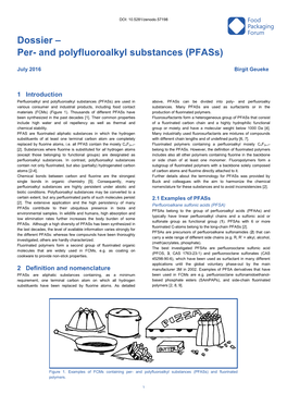 Dossier – Per- and Polyfluoroalkyl Substances (Pfass)