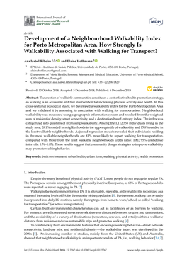 Development of a Neighbourhood Walkability Index for Porto Metropolitan Area