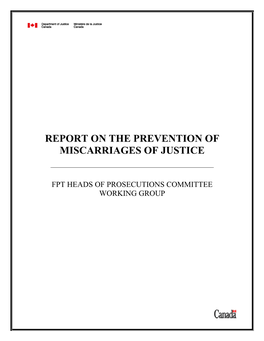 Report on the Prevention of Miscarriages of Justice