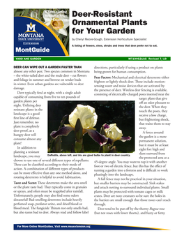 Deer-Resistant Ornamental Plants for Your Garden by Cheryl Moore-Gough, Extension Horticulture Specialist