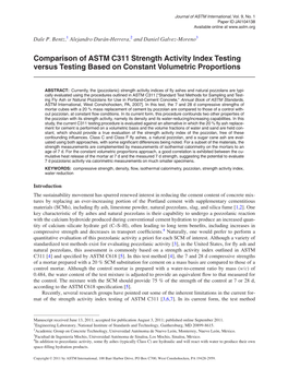 Comparison of ASTM C311 Strength Activity Index Testing Versus Testing Based on Constant Volumetric Proportions