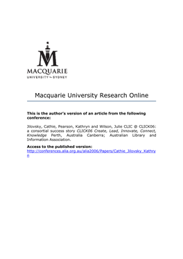 Macquarie University Research Online