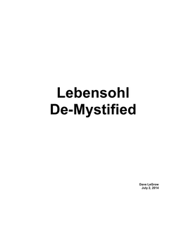 Lebensohl De-Mystified