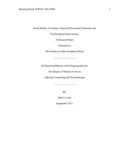 Antisocial Personality Disorder and Its Correlation with Serial Killers