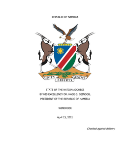 Statement by President Hage G. Geingob on the Occasion of The