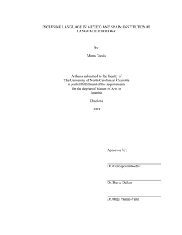 Inclusive Language in Mexico and Spain: Institutional Language Ideology