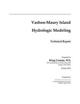 Vashon-Maury Island Hydrologic Modeling Report