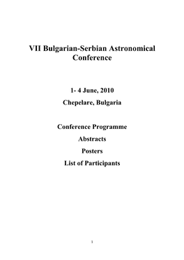 VII Bulgarian-Serbian Astronomical Conference