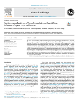 Spatiotemporal Patterns of Amur Leopards in Northeast China