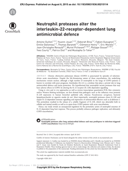 Neutrophil Proteases Alter the Interleukin-22-Receptor-Dependent Lung Antimicrobial Defence