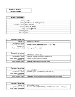 CURRICULUM VITAE Formato Europeo