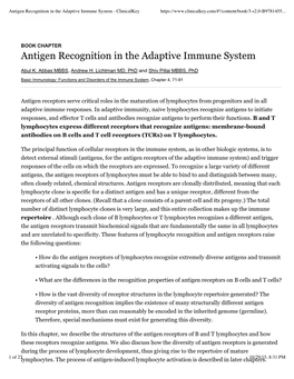 Antigen Recognition in the Adaptive Immune System - Clinicalkey