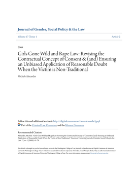 Girls Gone Wild and Rape Law: Revising the Contractual Concept of Consent & (And) Ensuring an Unbiased Application of Reason