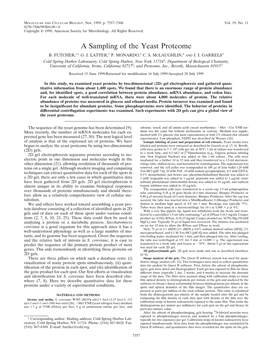 A Sampling of the Yeast Proteome