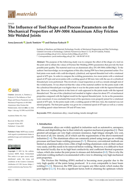 The Influence of Tool Shape and Process Parameters on The