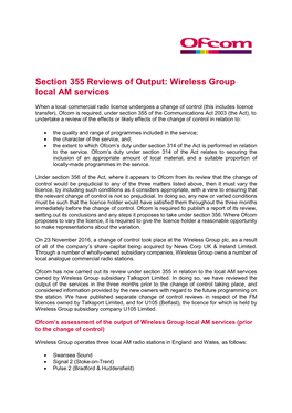 Wireless Group Local AM Services