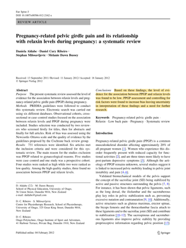 Pregnancy-Related Pelvic Girdle Pain and Its Relationship with Relaxin Levels During Pregnancy: a Systematic Review