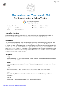 Reconstruction Treaties of 1866