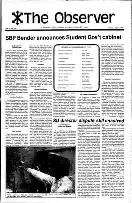 SBP Bender Announces Student Gov't Cabinet