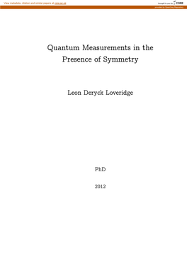 Quantum Measurements in the Presence of Symmetry