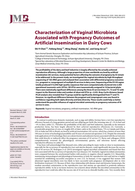 Characterization of Vaginal Microbiota Associated with Pregnancy Outcomes of Artificial Insemination in Dairy Cows