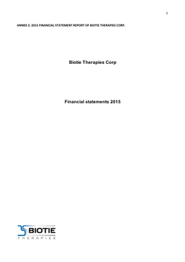 Biotie Therapies Corp Financial Statements 2015