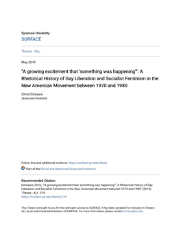 A Rhetorical History of Gay Liberation and Socialist Feminism in the New American Movement Between 1970 and 1980