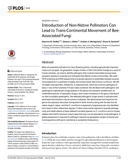 Introduction of Non-Native Pollinators Can Lead to Trans-Continental Movement of Bee- Associated Fungi