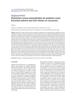 Original Article Doxofylline Versus Aminophylline for Pediatric Acute Bronchial Asthma and Their Effects on Recurrence