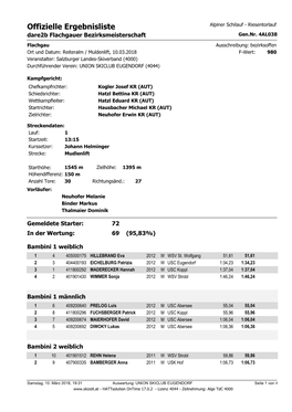 Ergebnisliste Komplett Kinder