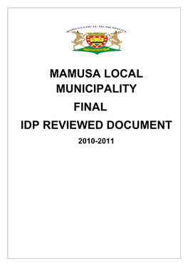 Mamusa Local Municipality Final Idp Reviewed Document 2010-2011