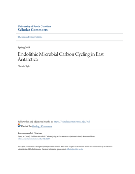 Endolithic Microbial Carbon Cycling in East Antarctica Natalie Tyler