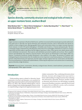 Species Diversity, Community Structure and Ecological Traits of Trees in an Upper Montane Forest, Southern Brazil