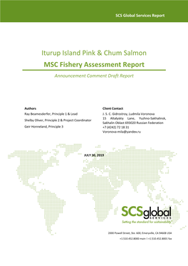 Iturup Island Pink & Chum Salmon MSC Fishery Assessment Report