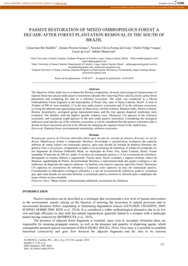 Passive Restoration of Mixed Ombrophilous Forest a Decade After Forest Plantation Removal in the South of Brazil