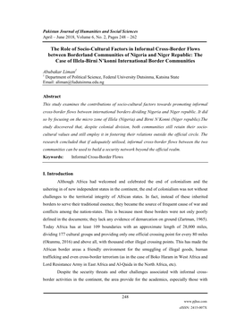 The Role of Socio-Cultural Factors in Informal Cross-Border Flows