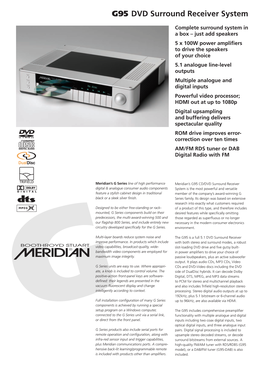 G95 DVD Surround Receiver System Datasheet.Pdf