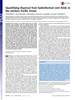 Quantifying Dispersal from Hydrothermal Vent Fields in the Western Pacific Ocean