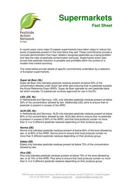 Supermarkets Fact Sheet